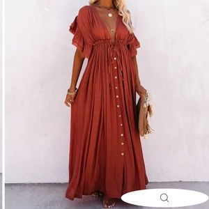 VICI button down maxi dress - terracotta